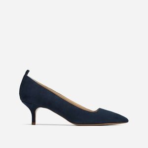 Everlane ‘The Editor’ Navy Blue Suede Kitten Heels